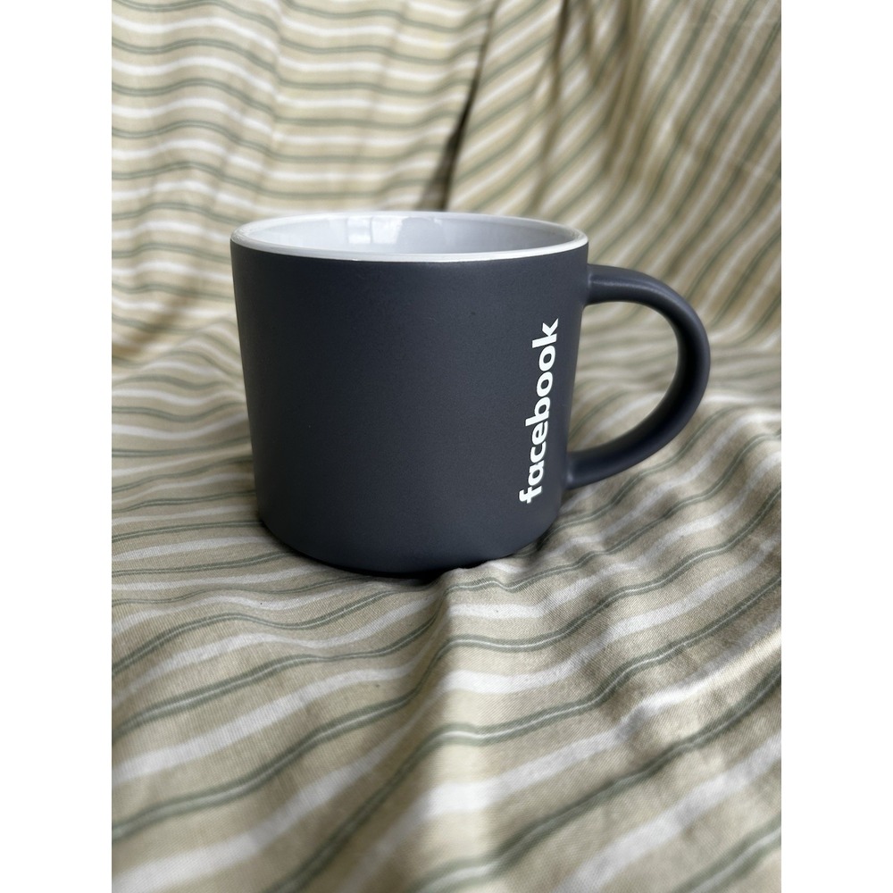 Facebook Ceramic Gray White Logo New Logo Launch Corporate Employee Mug 16 oz